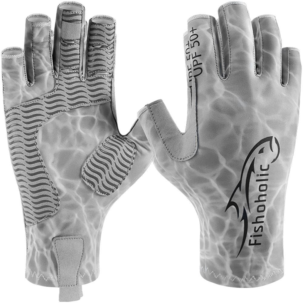 Fishoholic UPF50+ Fingerless Fishing Gloves - Sticky Grip Sun Protection view 2