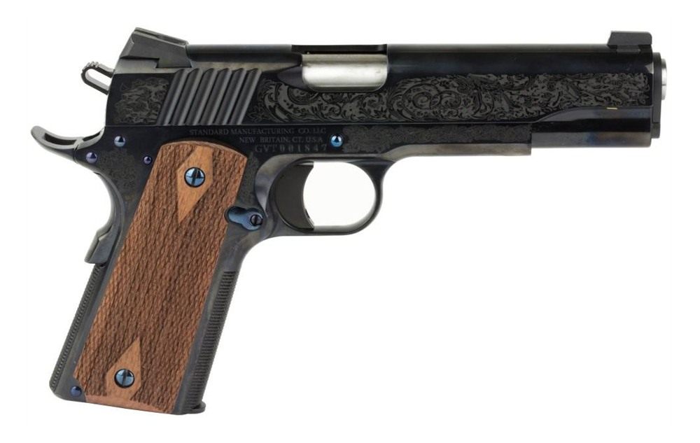 Standard Mfg 1911 Handgun .45 ACP 7rd Magazine 5in Barrel Black and Royal B