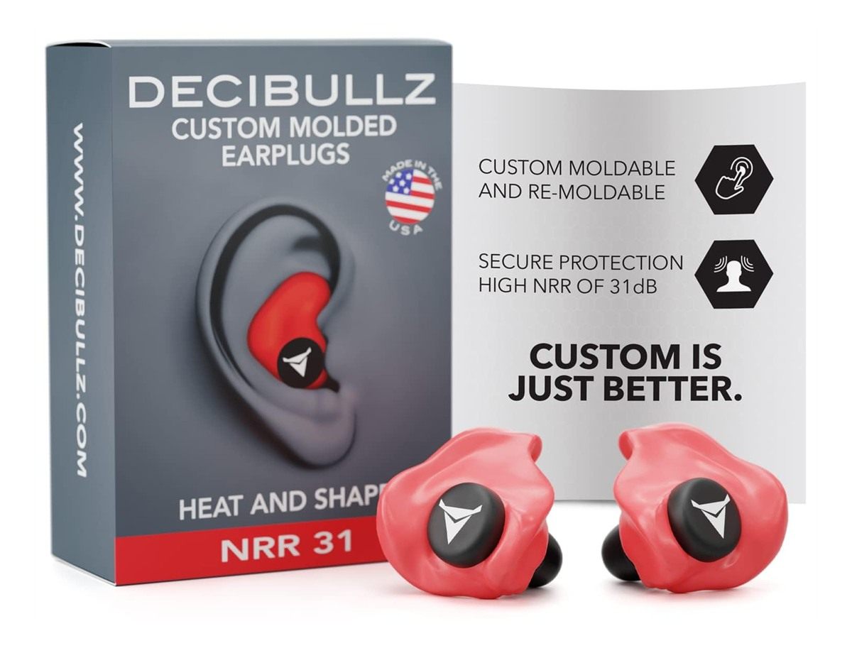 Decibullz Custom Molded Earplugs, 31dB Highest NRR, Comfortable Hearing Pro