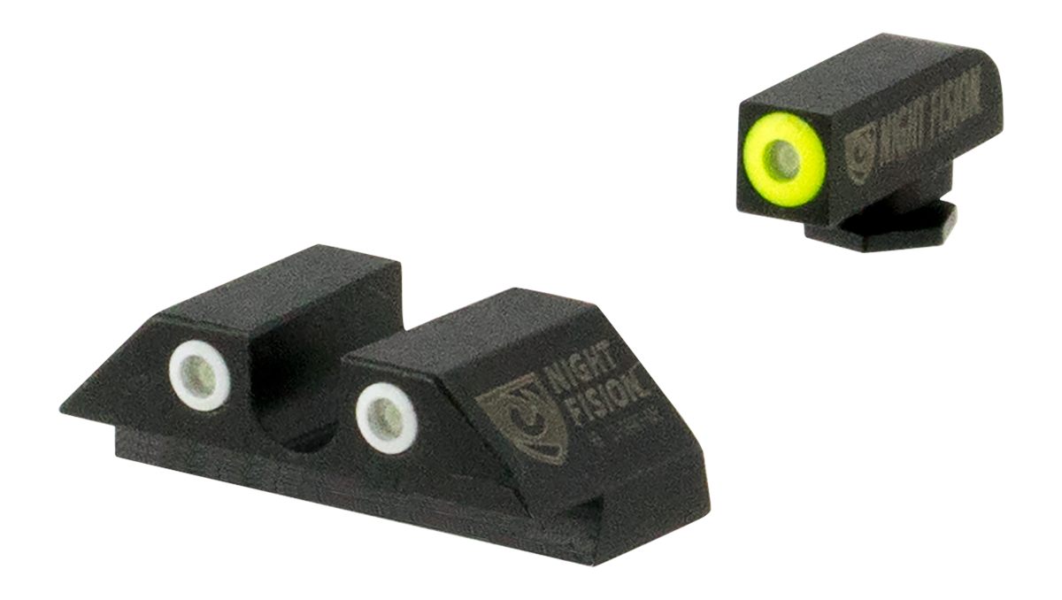 Night Fision GLK002007YGW Tritium Sights For Glock Green Yellow Outline Fro