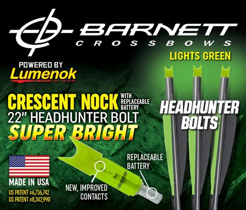 Lumenok Xbow Arrow 22in Barnett Headhunter Green Crescent 3PK