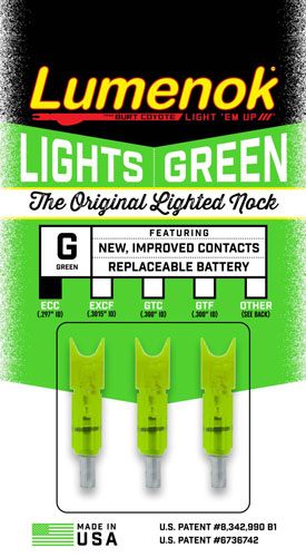 LUMENOK LIGHTED NOCK XBOW GRN CRESCENT EASTON CARBON 3PK view 3