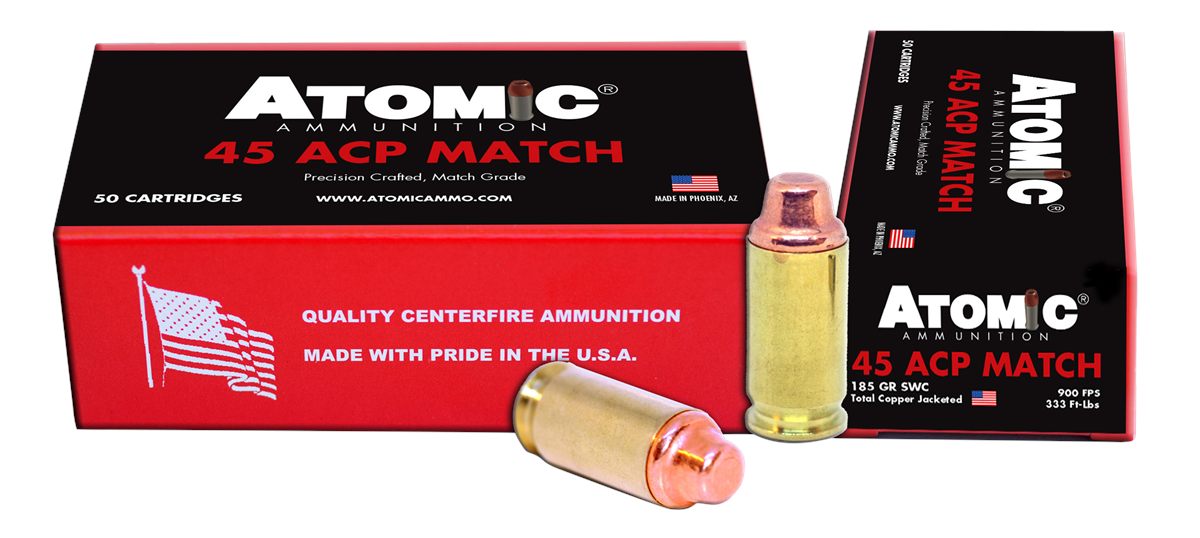 Atomic Ammunition 448 Match Precision Craft 45ACP 185gr Semi Wadcutter 50 Per Box/10 Case