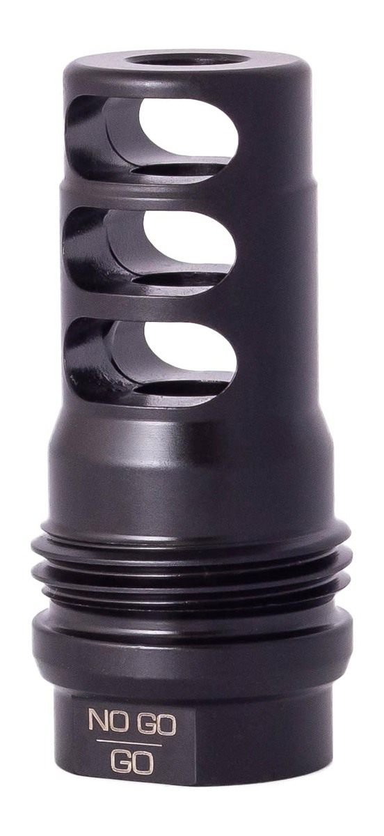 Rugged Suppressor MB001 3 Port Brake Black with 5/8in-24 tpi Threads 2.16in view 2