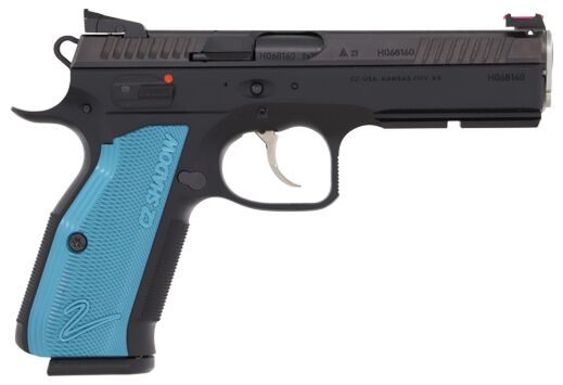 CZ CUSTOM SHADOW 2 ACCU 9MM FS 17-SHOT BLACK POLY BLUE GRIPS view 2