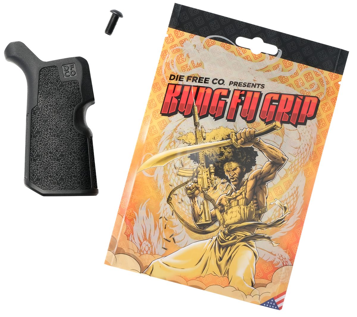 Die Free Co KFGBLK Kung Fu Grip Black Nylon Fits AR15/M4/AR10/SR25