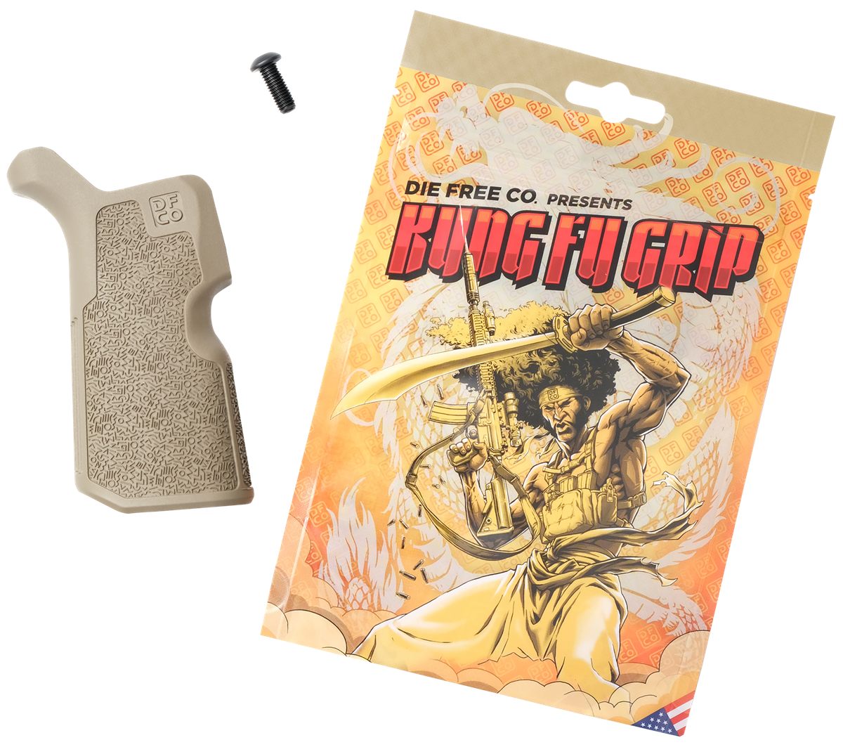 Die Free Co Kfgfde Kung Fu Grip Flat Dark Earth Nylon Fits AR15/M4/AR10/SR2