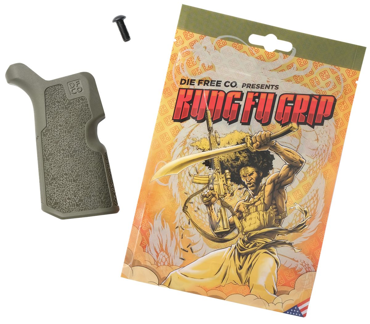 Die Free Co Kfgodg Kung Fu Grip Olive Drab Nylon Fits AR15/M4/AR10/SR25