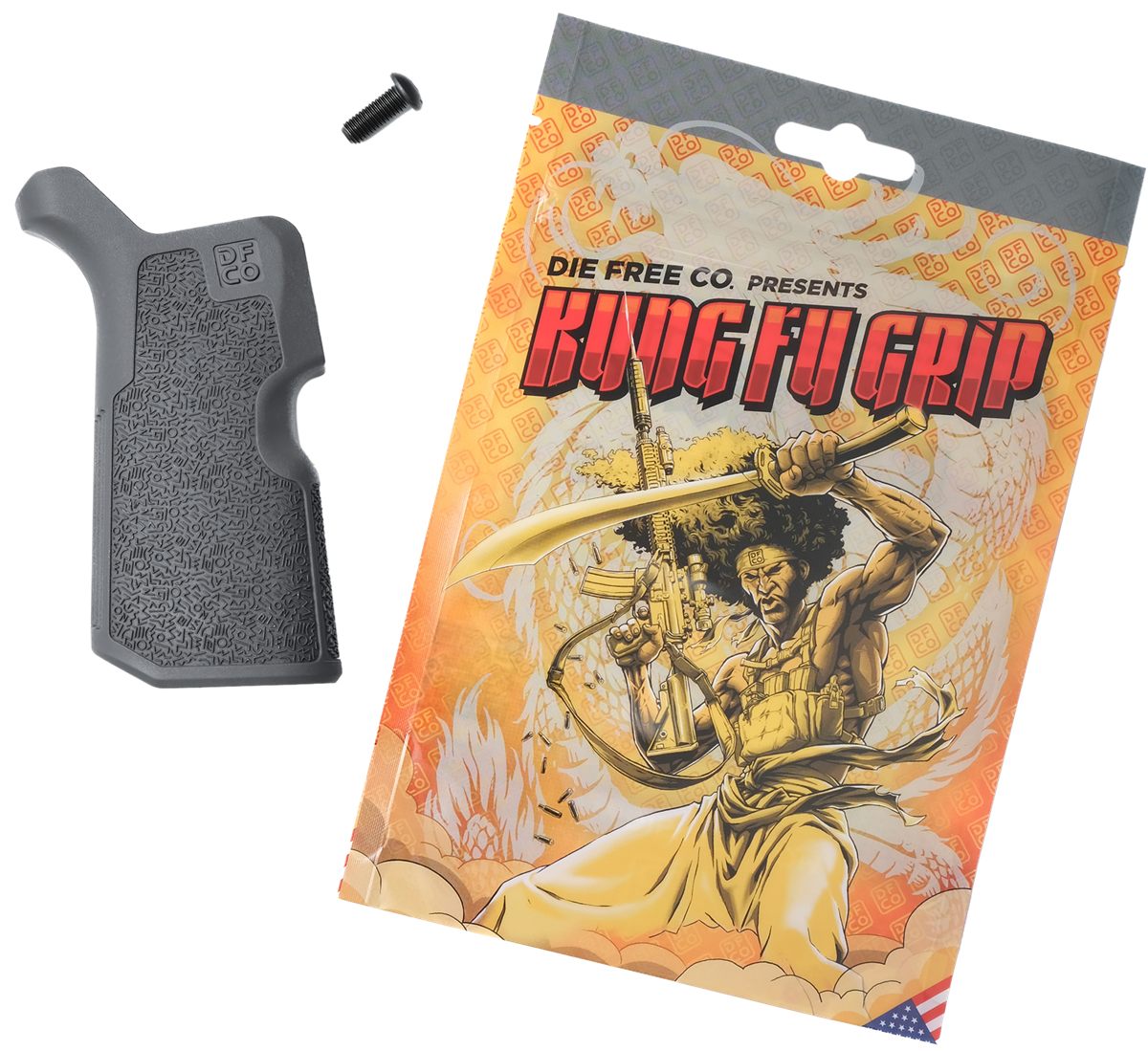 Die Free Co Kfggry Kung Fu Grip Gray Nylon Fits AR15/M4/AR10/SR25