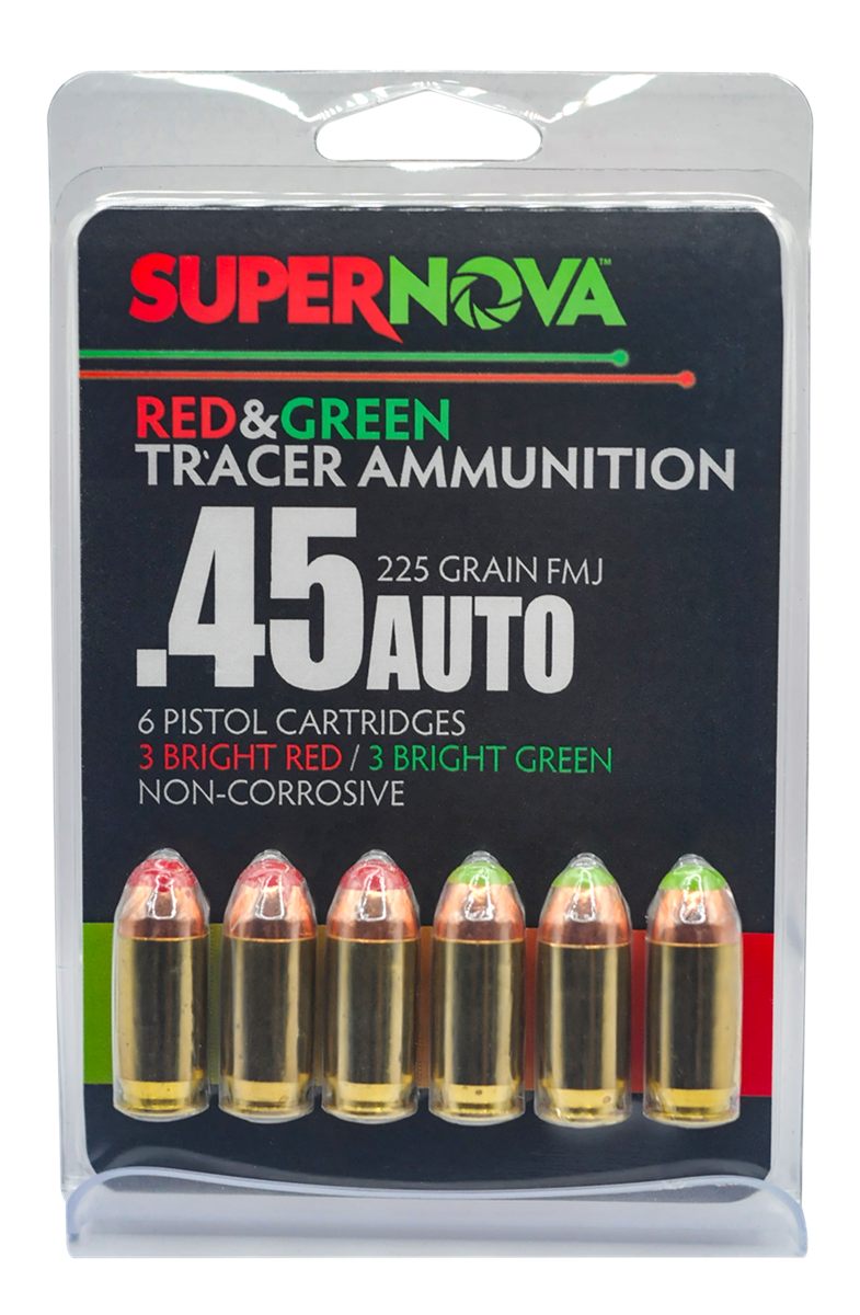 Supernova PMSN45ACMP Green/Red Tracer  45ACP 225gr Full Metal Jacket 6 Per Box/60 Case