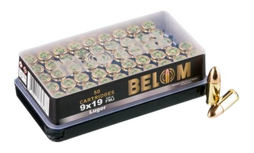 Global Ordnance Belom Handgun Ammunition 9mm 124gr FMJ 1115 fps 50/ct