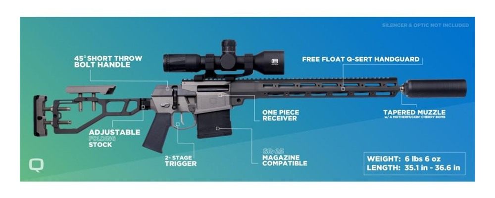 Q THE FIX 308WIN 16in T.B. Bolt Rifle BLK/Blue, ADJ Stock, 1-10RD MAG view 2