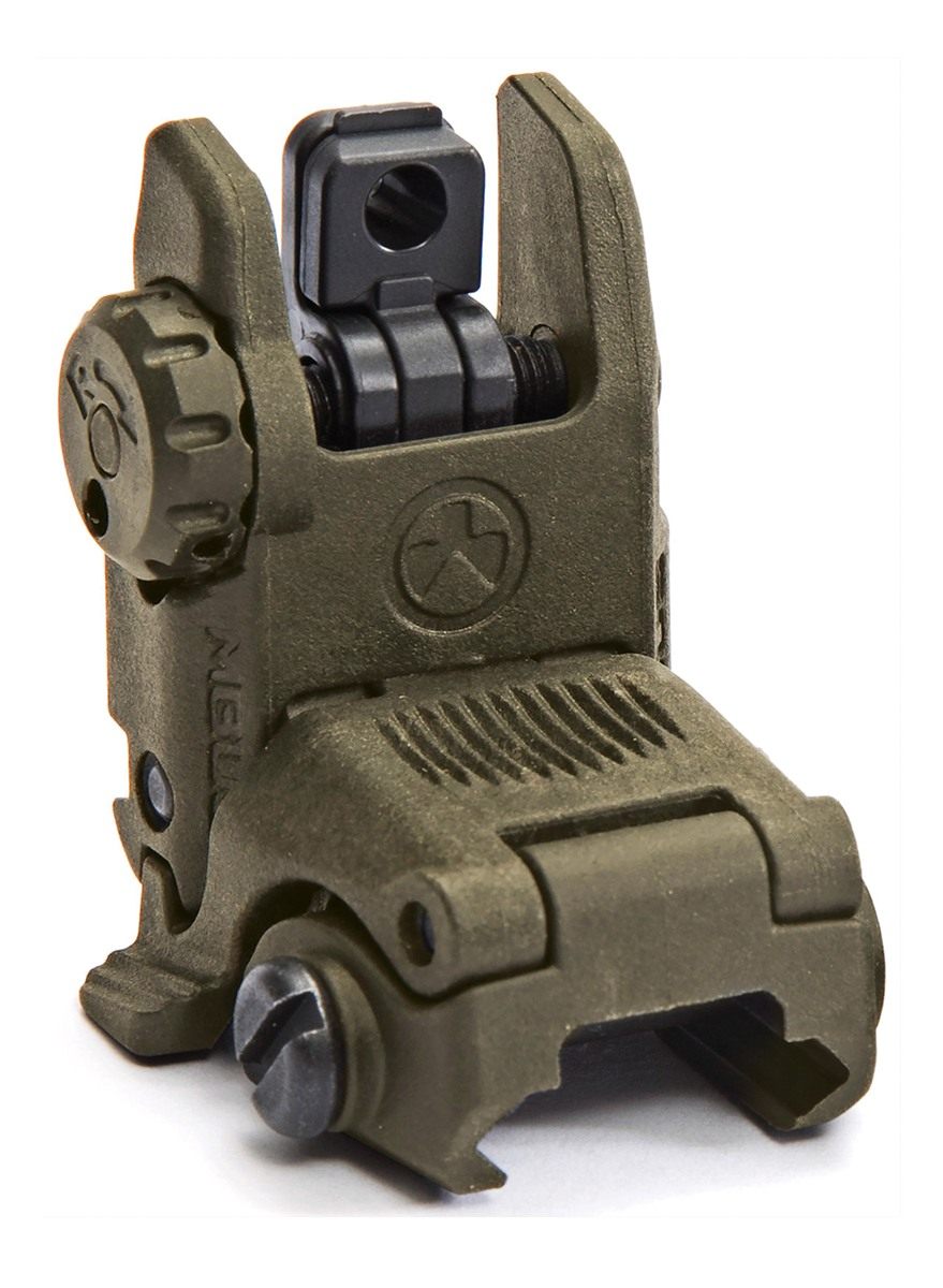 Magpul MAG248-ODG Mbus Sight Rear Olive Drab Green Polymer, Spring-Loaded F