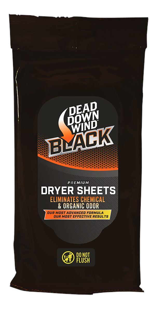 Dead Down Wind 117019 Black Premium Dryer Sheets Odor Eliminator Unscented