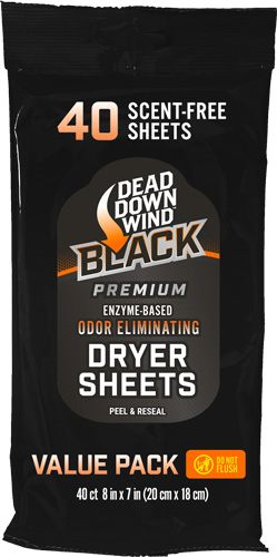 Dead Down Wind 117019 Black Premium Dryer Sheets Odor Eliminator Unscented view 2