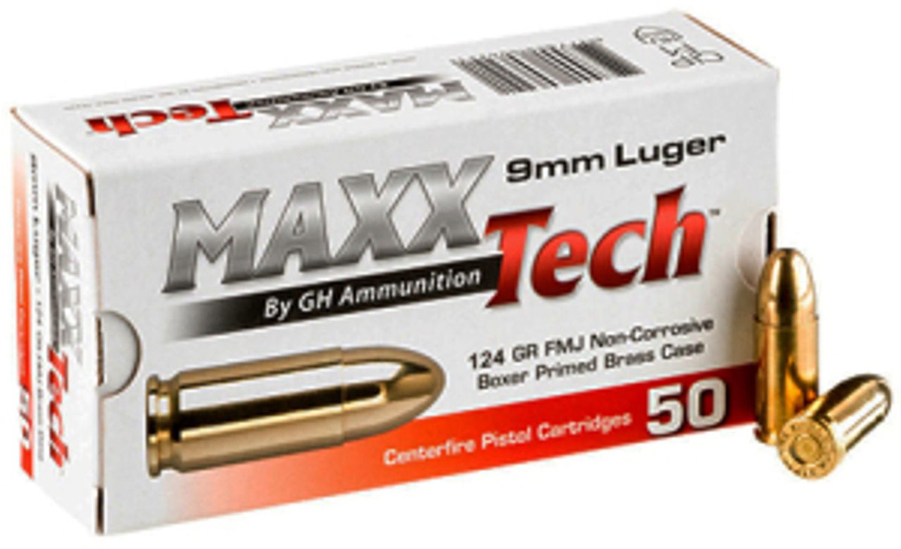 Maxxtech Tech 9MM 124 Grain FMJ 50RD BX 10 PER Case