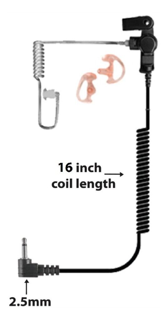 EAR Phone Connection Clear Audio Tube W/16in Cable 2.5MM Connector