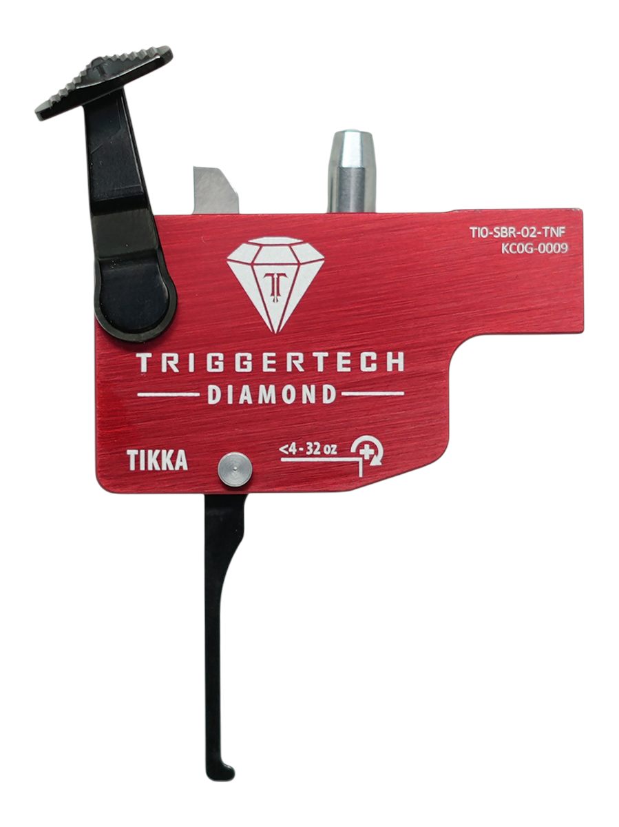 Triggertech TI0SRB02TNF Diamond Black/Red Flat Lever Fits Tikka Right Hand