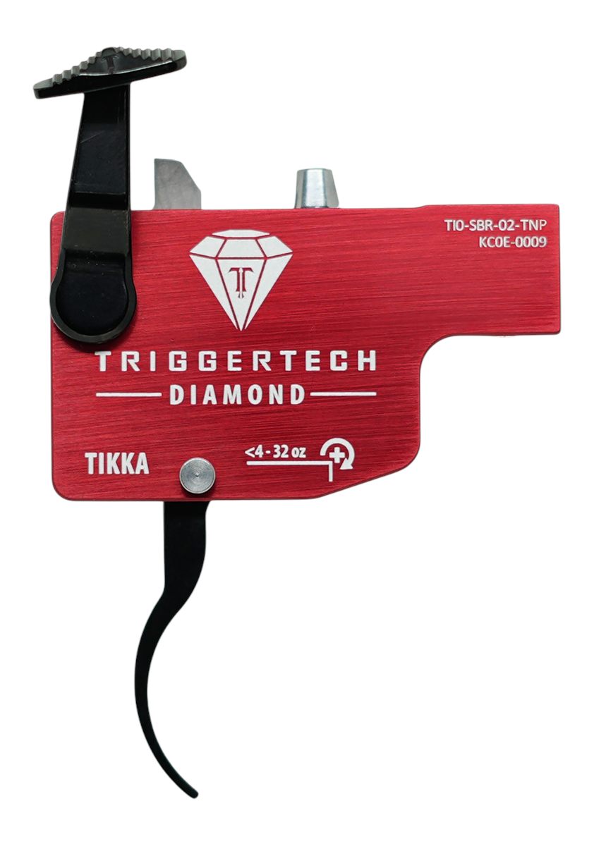 TriggerTech TILSRB02TNP Diamond Black/Red Curved Lever Fits Tikka Left Hand