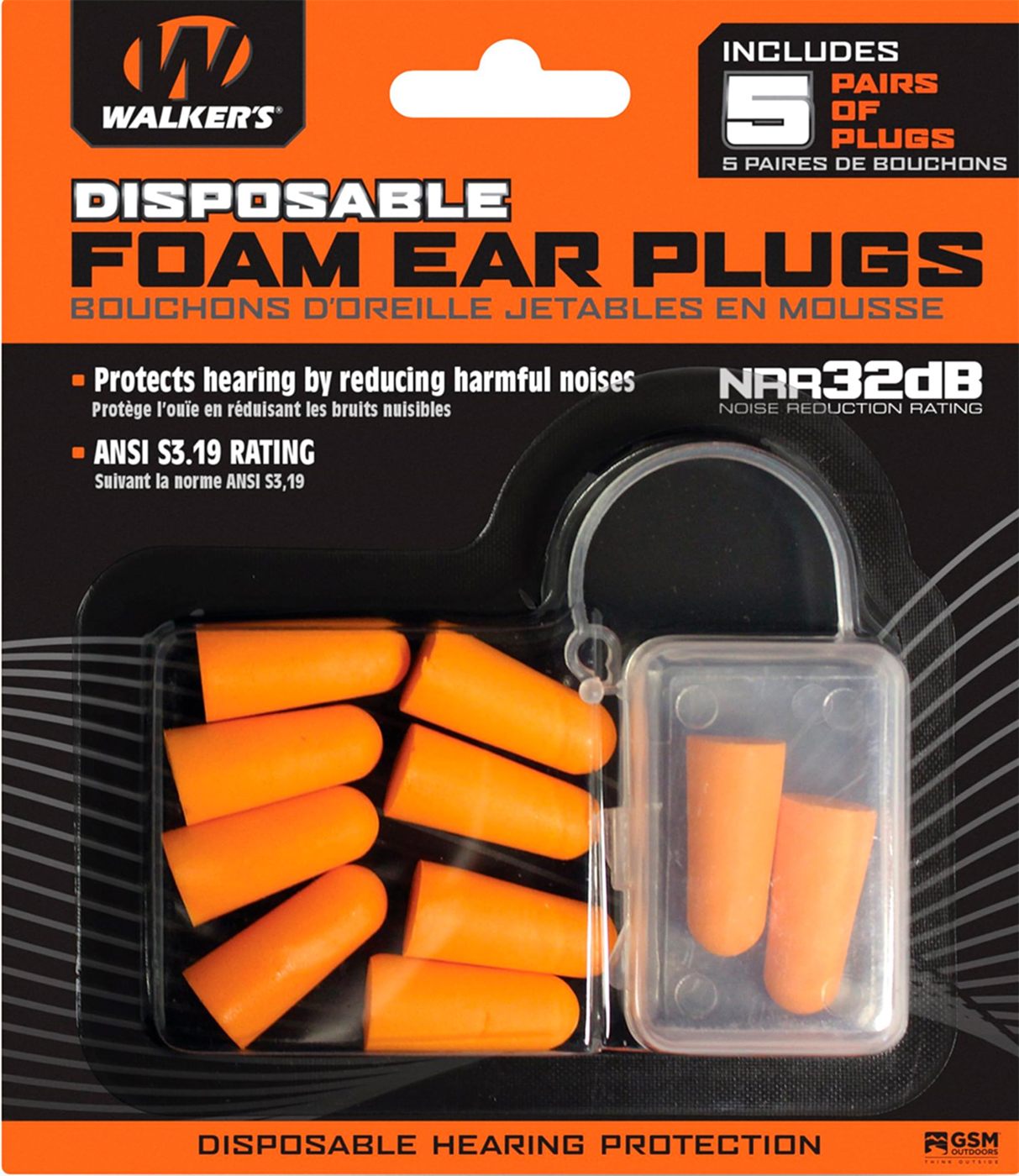 Walker's 32dB NRR Noise-Canceling Ansi S3.19 Passive Hearing Protection Ran