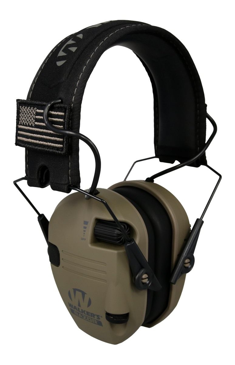 Walker's Razor Slim Shooter Electronic Folding Ear Protection Muffs, Tan Pa