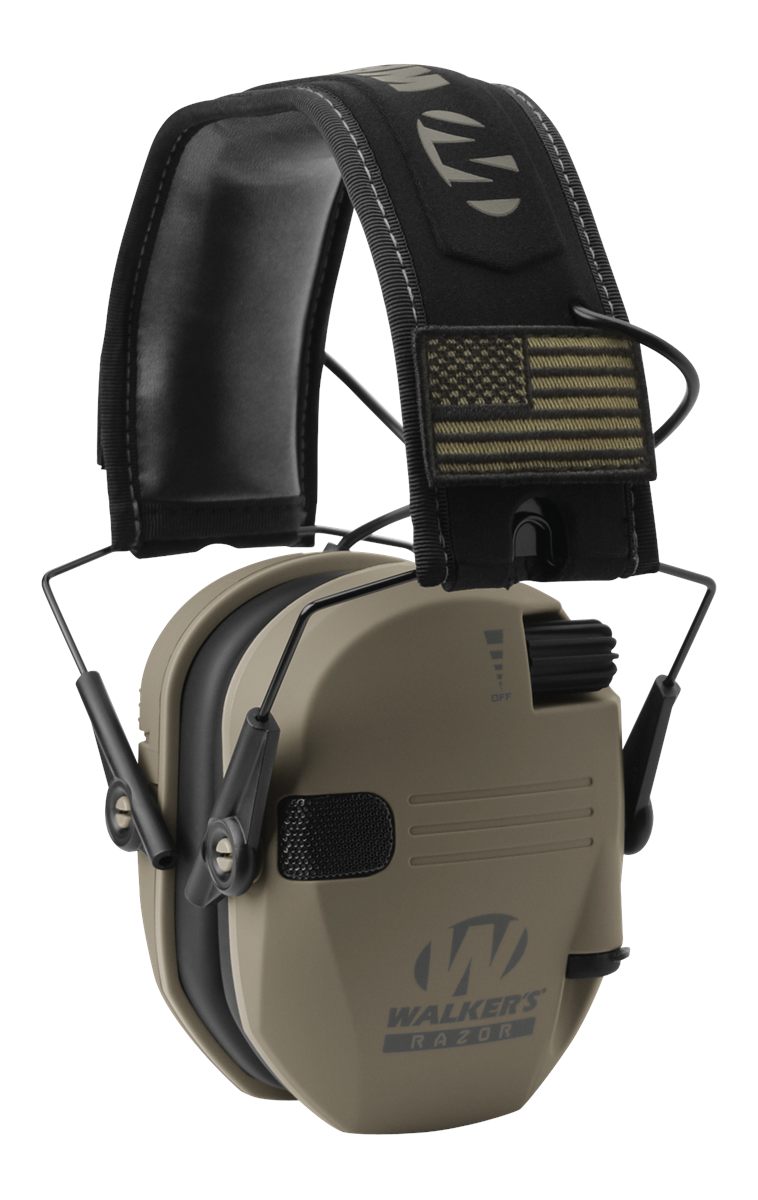 Walker's Razor Slim Shooter Electronic Folding Ear Protection Muffs, Tan Pa view 2
