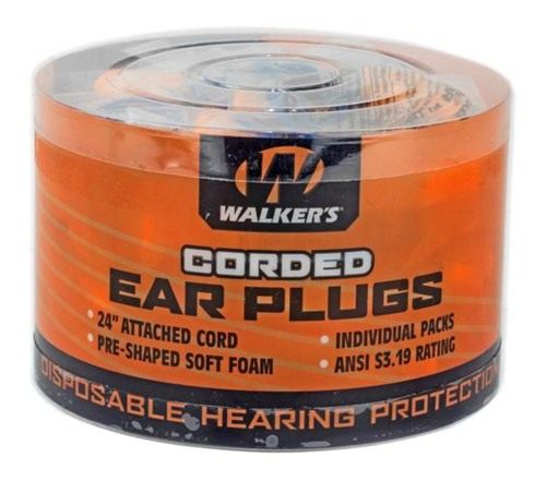 Walker's Corded Foam Earplugs 50 Pair Jar Dispenser Tub 32dB NRR Noise-Bloc view 3
