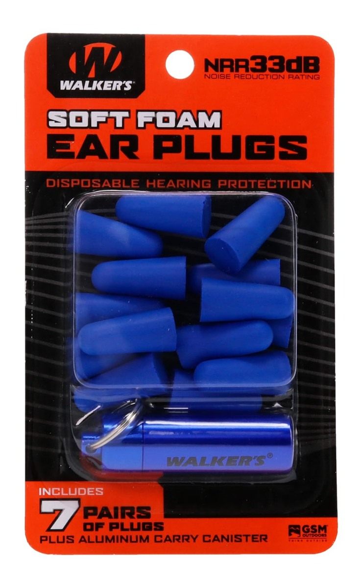 Walker's 7 Pairs Neon Yellow Foam Ear Plugs with Orange Aluminum Canister,B view 2