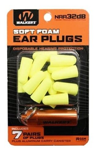 Walker's 7 Pairs Neon Yellow Foam Ear Plugs with Orange Aluminum Canister,B view 3