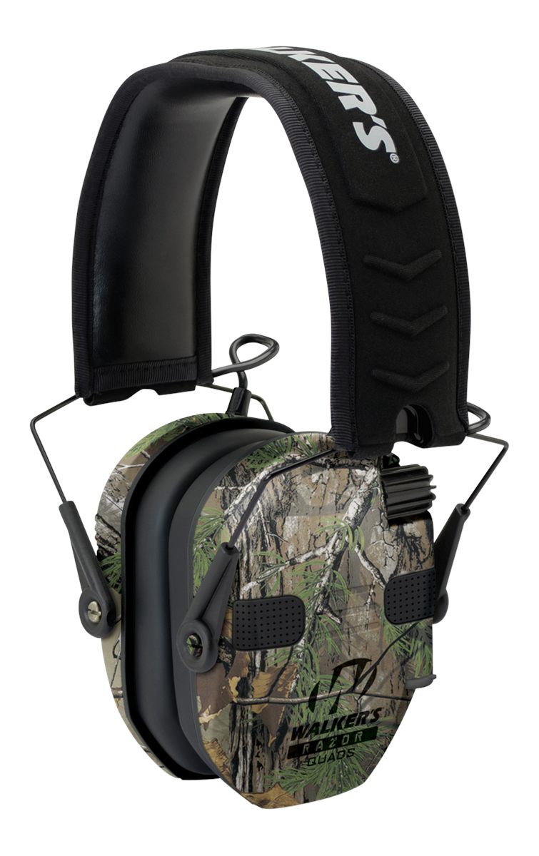 Walker's Razor Slim Electronic Quad Earmuff 23 Db/Realtree Xtra Camo, Black