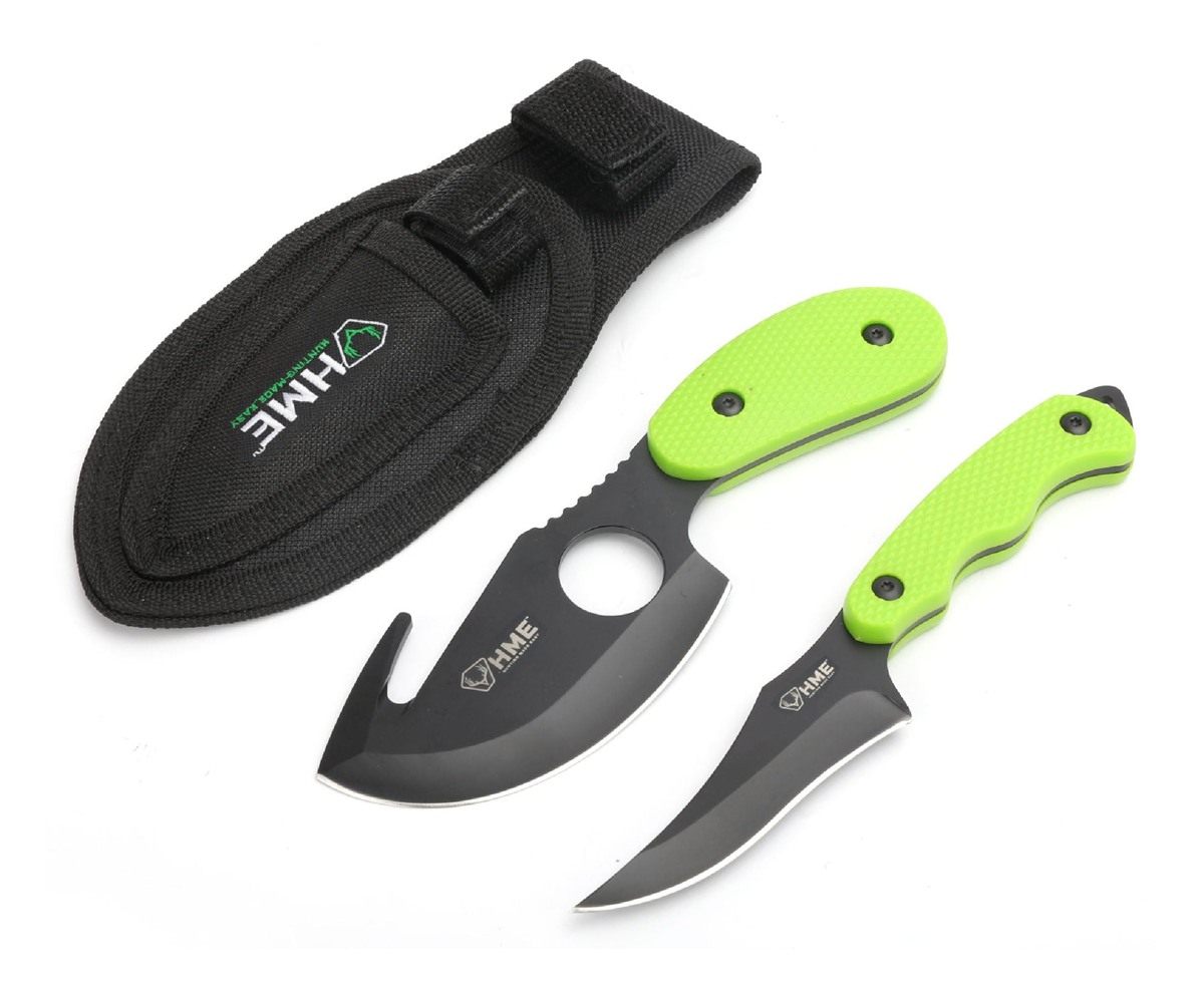 HME 2-Piece Field Skinning Gut/Cape Knife Kit - 3.5in Hook Fixed Blade (420