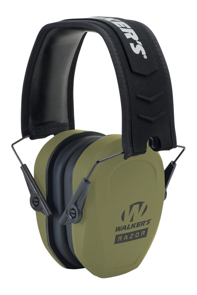 Walker's Razor Slim Passive Earmuff - Ultra Low-Profile Earcups - Olive Dar