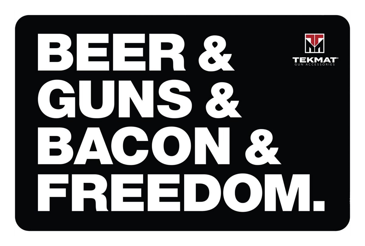 TekMat Original 11in x 17in Beer Guns Bacon Freedom - 1/8in Thick Oil Resis