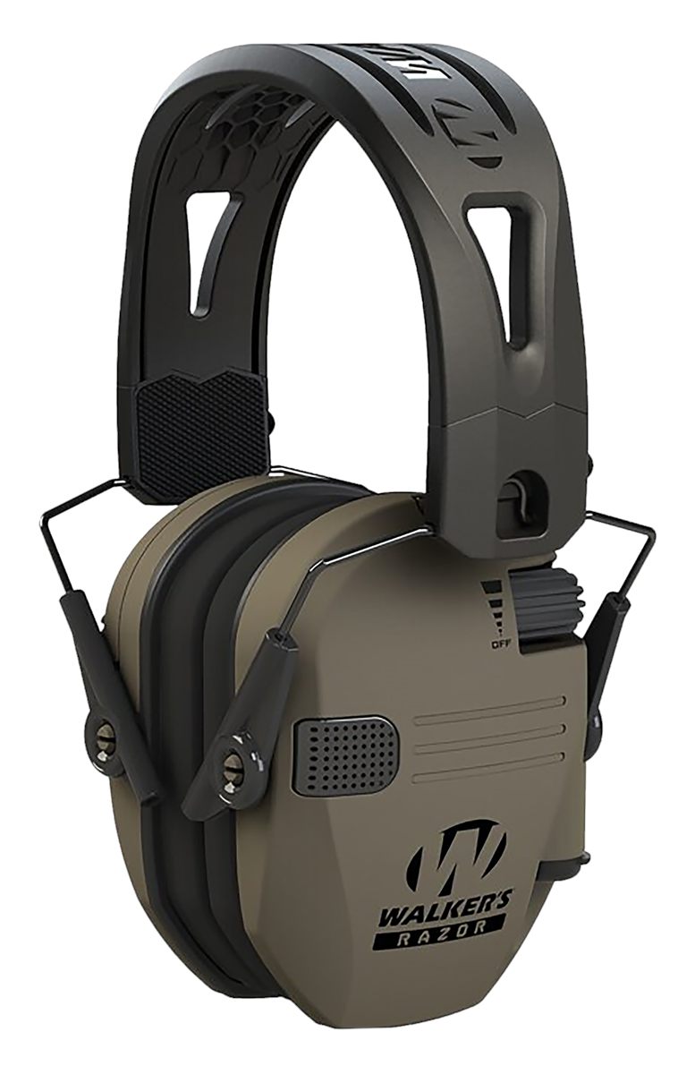 Walker's Razor Tacti-Grip Earmuffs- Flat Dark Earth, High Performance Silic