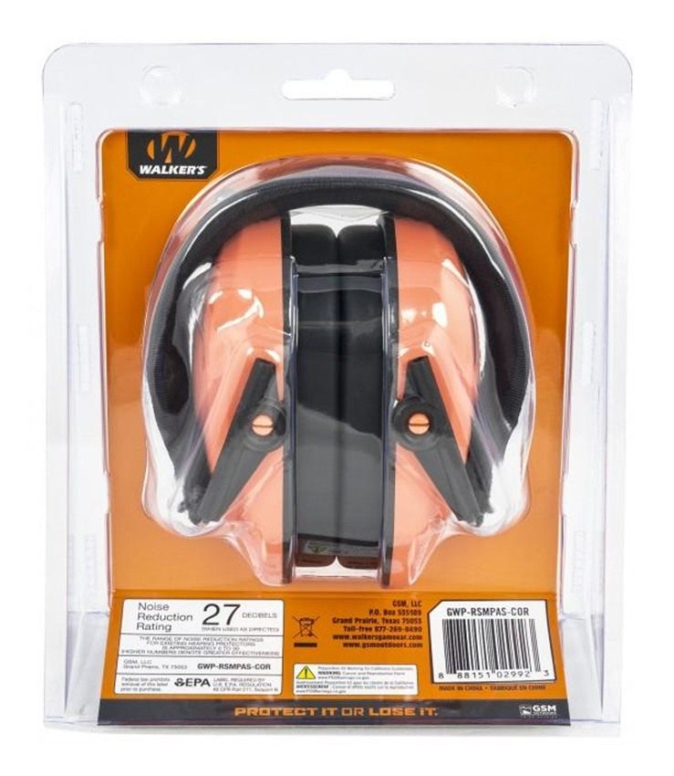 Walker's Earmuffs, Slim Passive-Coral, One-Size view 3