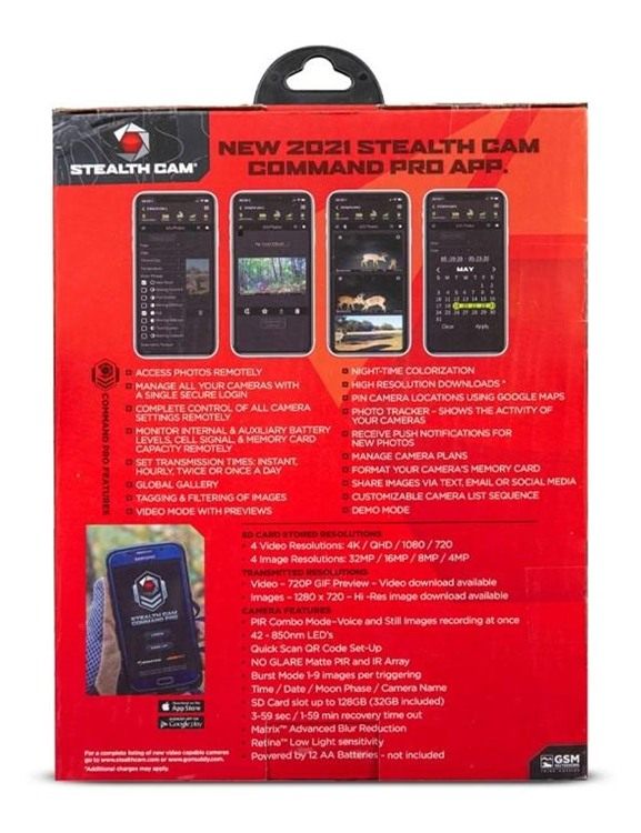 Stealth Cam DS4K Transmit Cellular AT T OR Verizon 32MP Photo 4K 30 FPS Day view 4