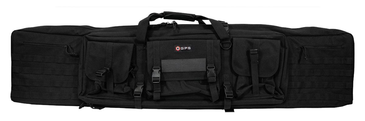 GPS Bags DRC55 Double Rifle Case Black 600D Polyester w/ 2 Padded Pistol Sl