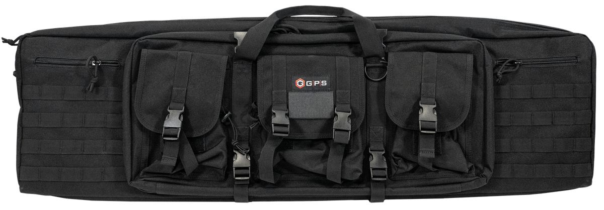 GPS Bags DRC42 Double Rifle Case Black 600D Polyester w/ 2 Padded Pistol Sl