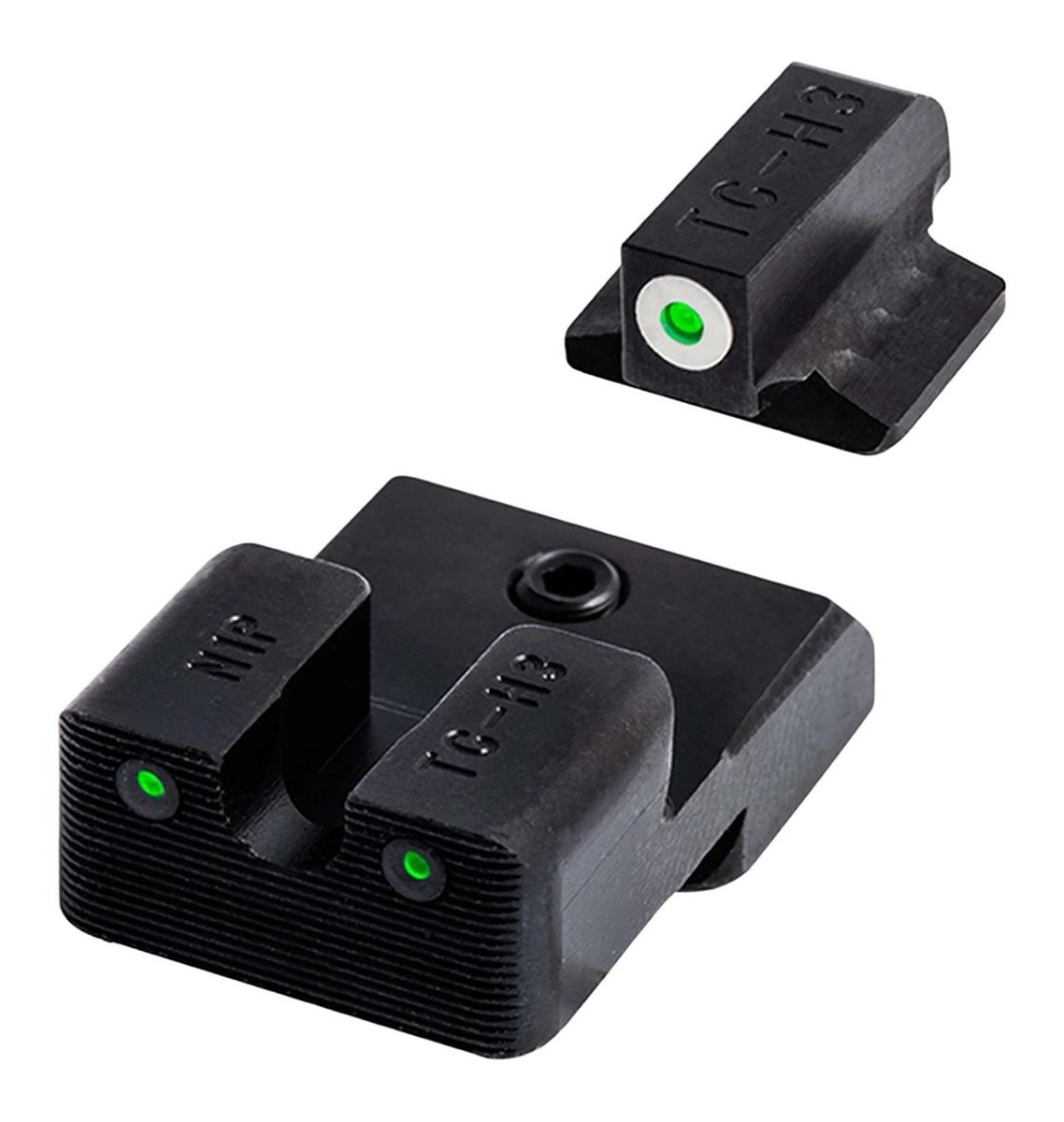 Truglo TGTG231G3MW Tritium Pro Black | Green White Outline Front Sight Rear view 2