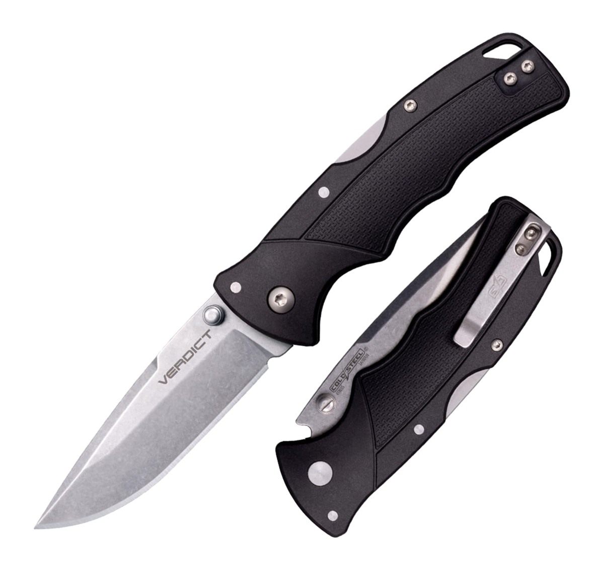 Cold Steel Verdict 3in 4116SS Spear Point Blade 4.25in GFN Black Handle Eve