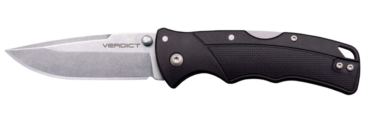 Cold Steel Verdict 3in 4116SS Spear Point Blade 4.25in GFN Black Handle Eve view 2
