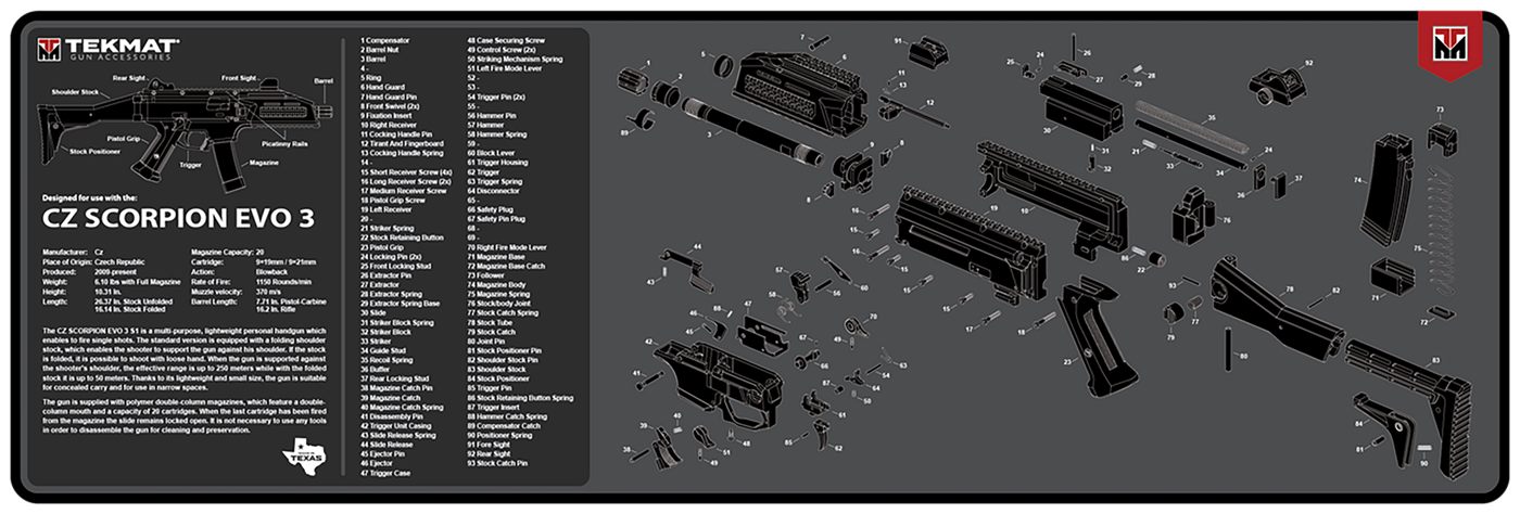 TekMat TEKR36CZSCORPION CZ Scorpion EVO 3 Cleaning Mat Black/Gray Rubber 12