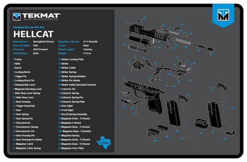 Tekmat TEKR17HELLCATBLU Springfield Armory Hellcat Cleaning Mat Black/Blue/
