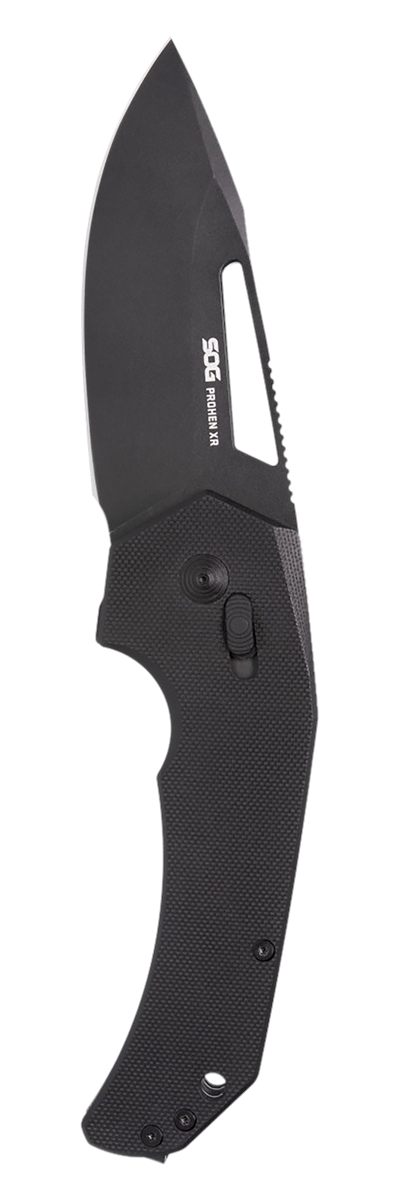 SOG Knives Prohen XR 3.35in Folding Drop Point Plain Black TiNi Cryo D2 Ste