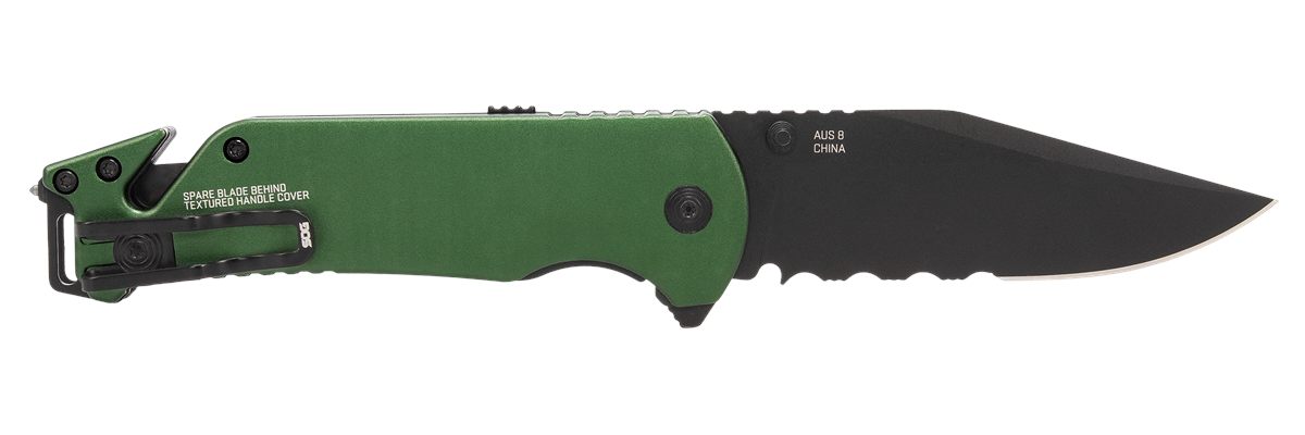 SOG Knives Escape ATK 2.0 EDC 3.40in Folding Clip Point Part Serrated Black