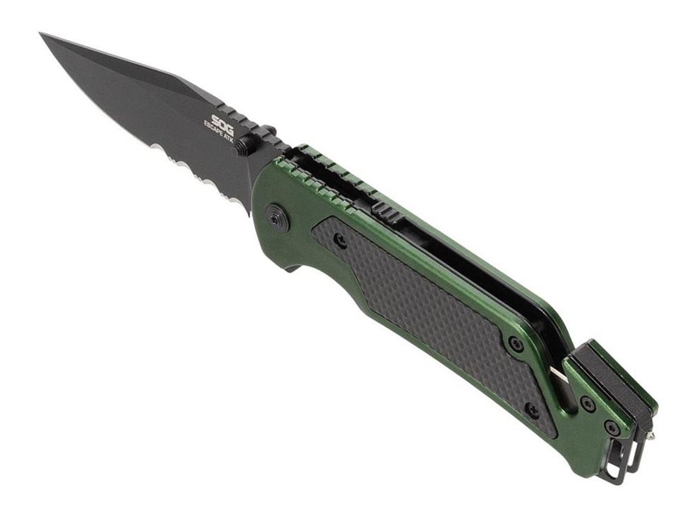 SOG Knives Escape ATK 2.0 EDC 3.40in Folding Clip Point Part Serrated Black view 2