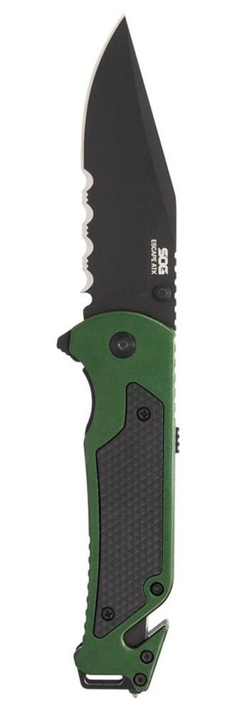 SOG Knives Escape ATK 2.0 EDC 3.40in Folding Clip Point Part Serrated Black view 5