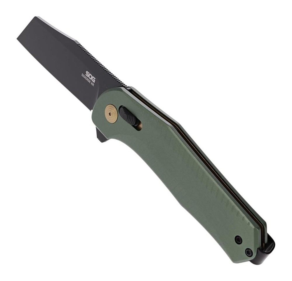 SOG Knives Tools Diverge XR Folding Knife 3in Sheepsfoot Blade Black and Fo