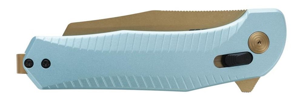SOG Knives Tools Diverge XR Folding Knife 3in Sheepsfoot Blade Gold and Lig view 4