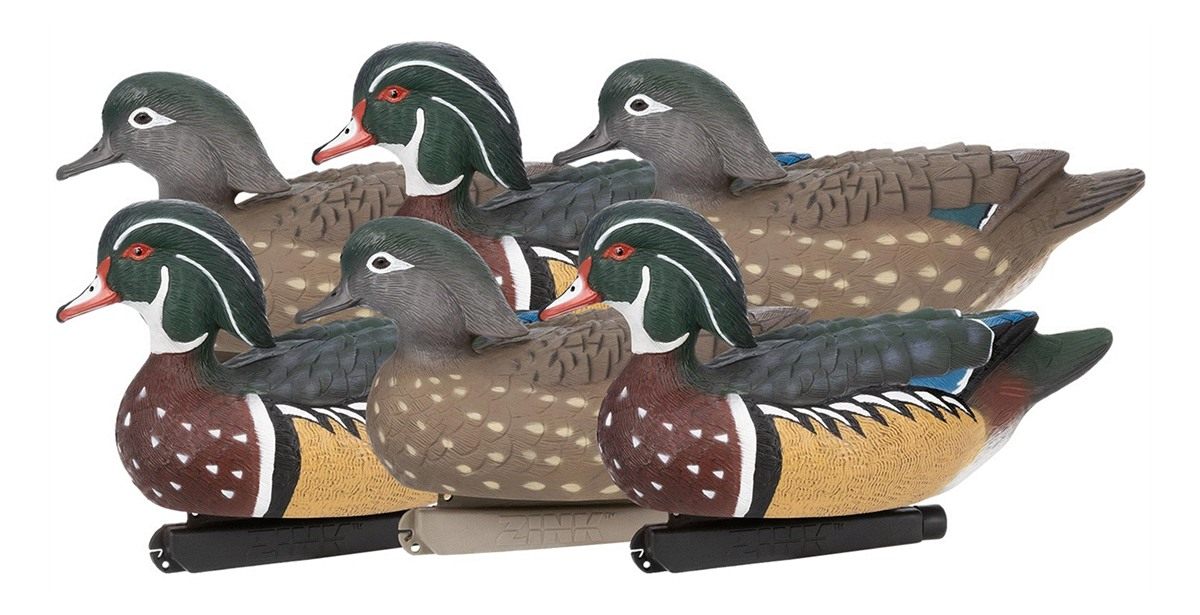 Zink Floater Wood Duck Decoys | 6-Pack Life-Size Floating for Hunting | 3 D
